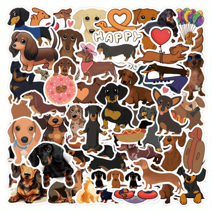 Dachshund Dog Stickers - Black and Tan Brown Cute Stickers Assorted 60 Stickers