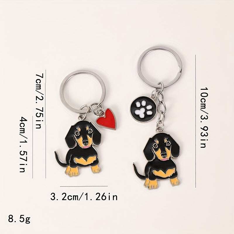 Dachshund Keychain Pendant Charming with Heart or Paw Design for Keys