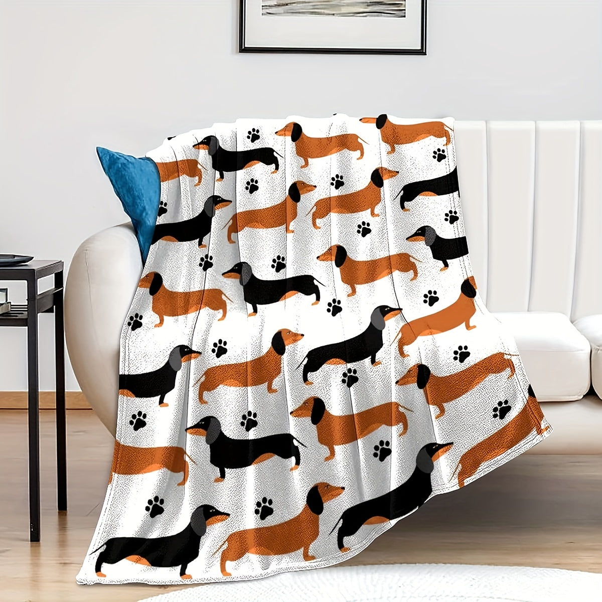 Ultra Soft Dachshund Print Flannel Throw Blanket