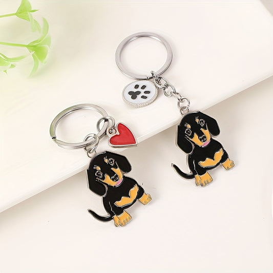 Dachshund Keychain Pendant Charming with Heart or Paw Design for Keys